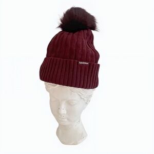 Lululemon Cable Knit Pom Beanie Maroon